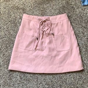 lace up baby pink skirt